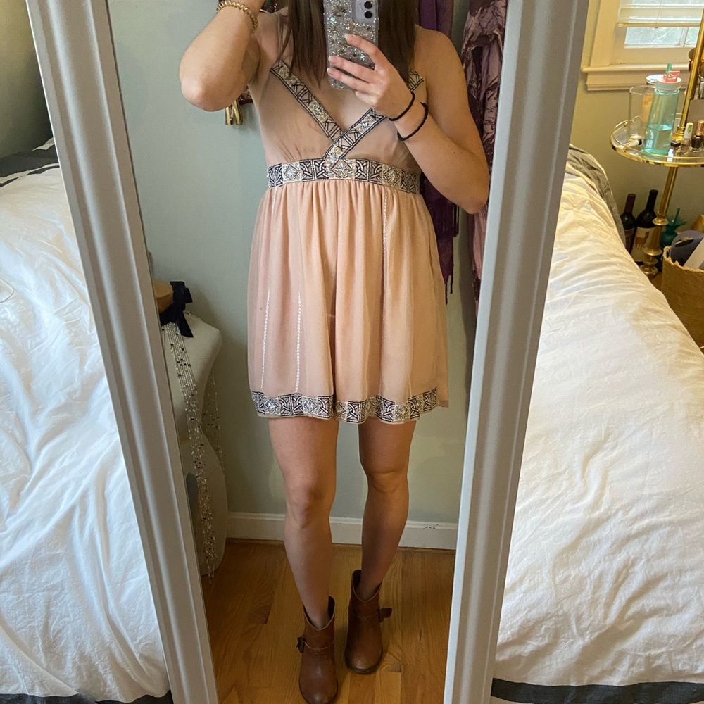 Soft Pink Dress With Embroidery Detail